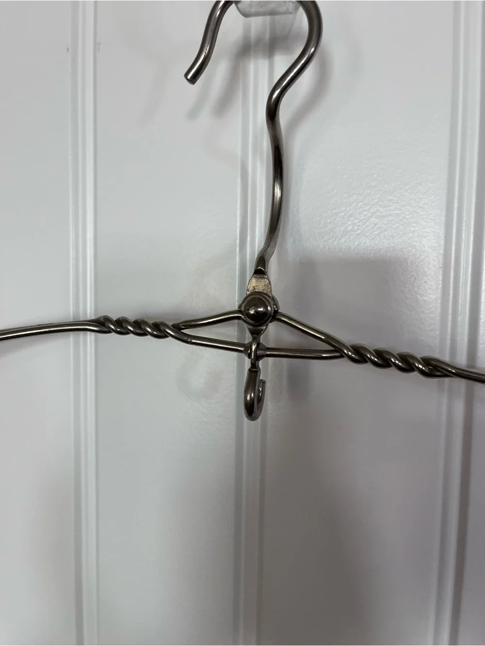 Antique Heavy Duty Twisted Metal Clothes Hanger with Shoulder Hangers and Hook